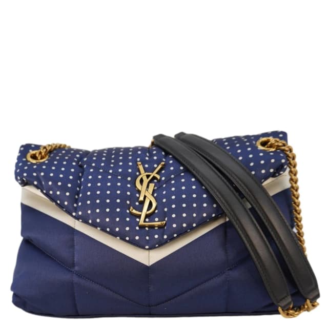 Saint Laurent Loulou Puffer Polka Dots Canvas Crossbody Bag Blue in Blue Canvas from Dallas Designer Handbags, photo 1 of 1
