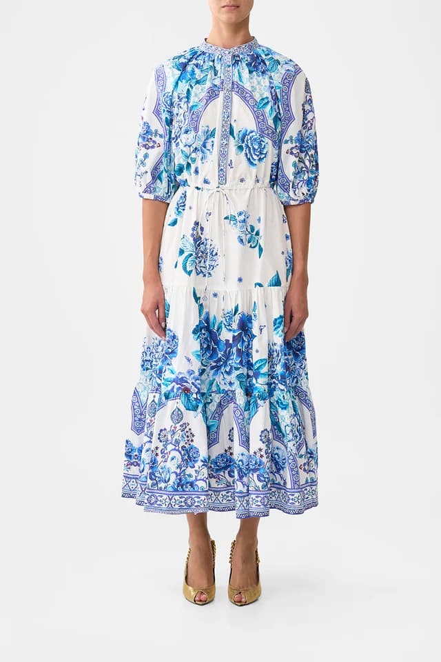 Camilla eBoutique PUFF SLEEVE MIDI SHIRT DRESS A CERAMIC GARDEN, image 1 of 1 from CAMILLA