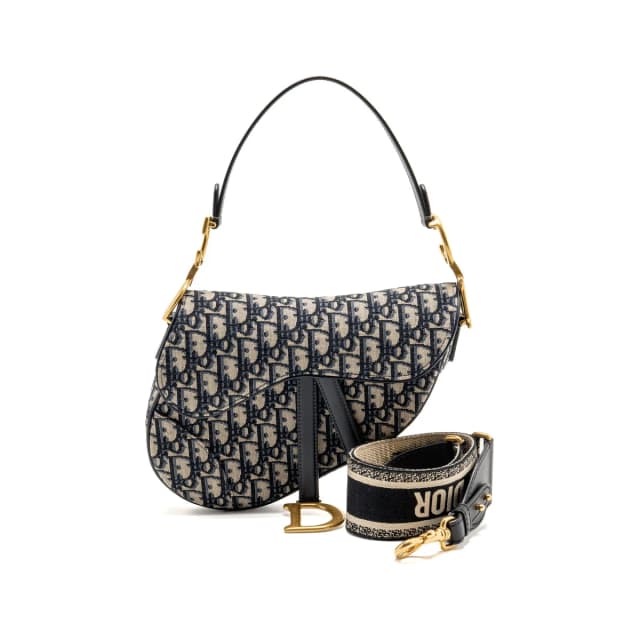 Dior Medium Saddle Bag Blue Oblique Canvas GHW in Blue Canvas from EMIER, photo 1 of 1