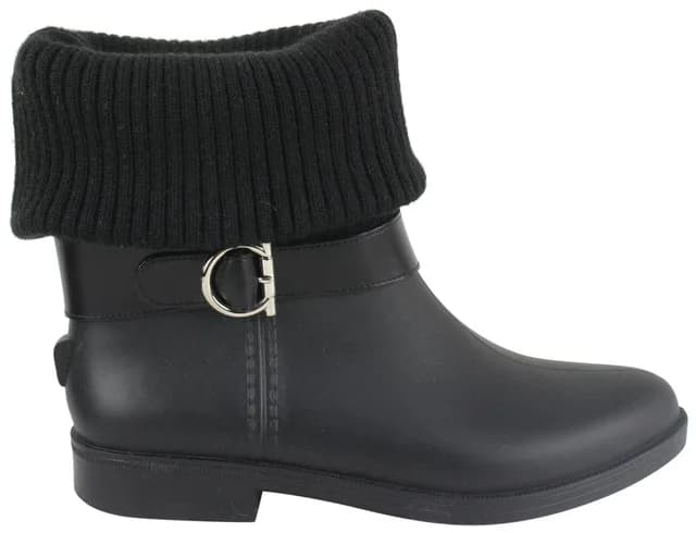 Ferragamo Women's Size 6 Black Rubber Thordis Rain Boot Gancini Logo in Black from Bagriculture, photo 1 of 1