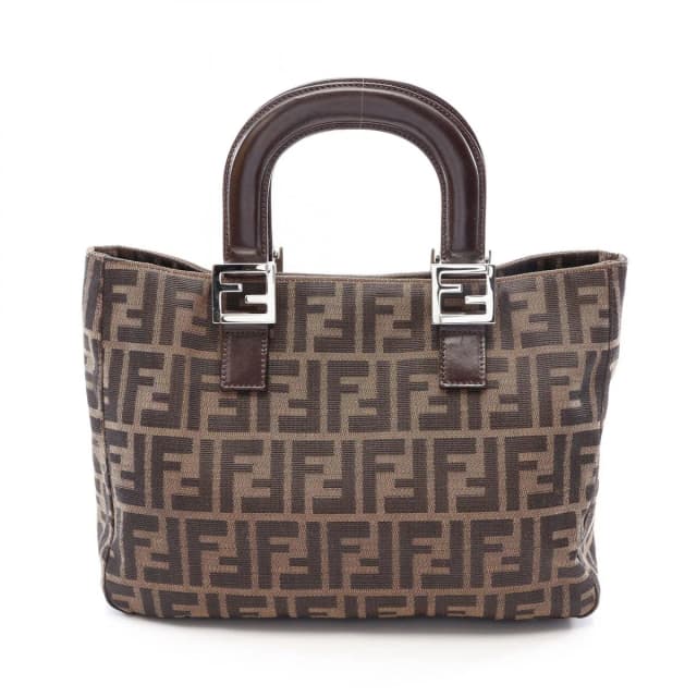 Fendi Tote Zucca Brown Black Canvas Leather Handbag in Black Canvas from The Reluxe, photo 1 of 1