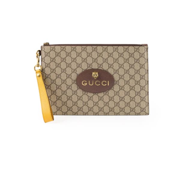 Gucci Neo Vintage Supreme Tiger Wristlet Pouch Beige in Beige Canvas from The Purse Affair, photo 1 of 1