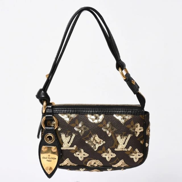 Louis Vuitton Mini Pochette Accessoires Pouch Monogram Eclipse Sequins in Leather from The Reluxe, photo 1 of 1