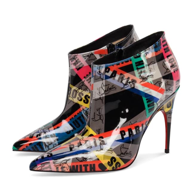 Christian Louboutin Patent Loubiballage Gorgona Boots 36 in Multicolour Patent leather from Blue Spinach, photo 1 of 1