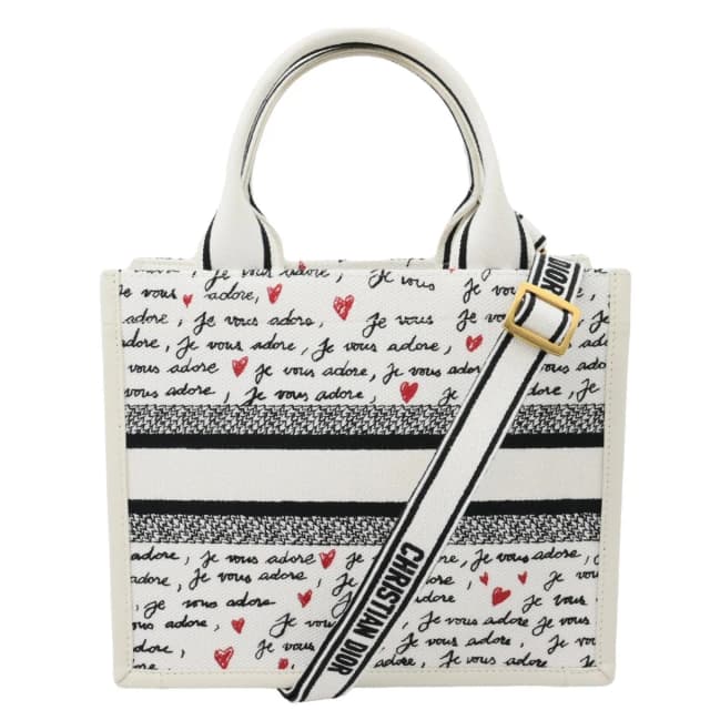 Dior Book Small Dioramour Je Vous Adore Embroidered Canvas Tote Bag White in White Canvas from Dallas Designer Handbags, photo 1 of 1