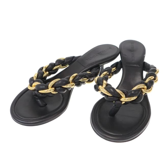 Bottega Veneta Dot Kitten Heels Thong Sandals Black in Black from The Reluxe, photo 1 of 1