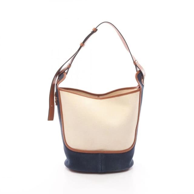 Loewe Shoulder Bag Anagram Hobo Ivory Brown Navy Canvas Leather in Brown Canvas from The Reluxe, photo 1 of 1