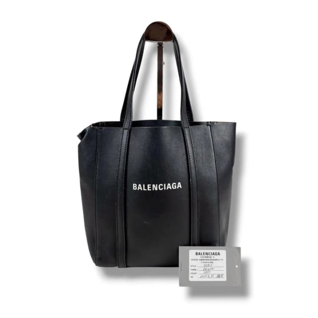 Balenciaga Everyday Tote Bag XS Black Leather Logo Print in Black Leather from The Reluxe, photo 1 of 1