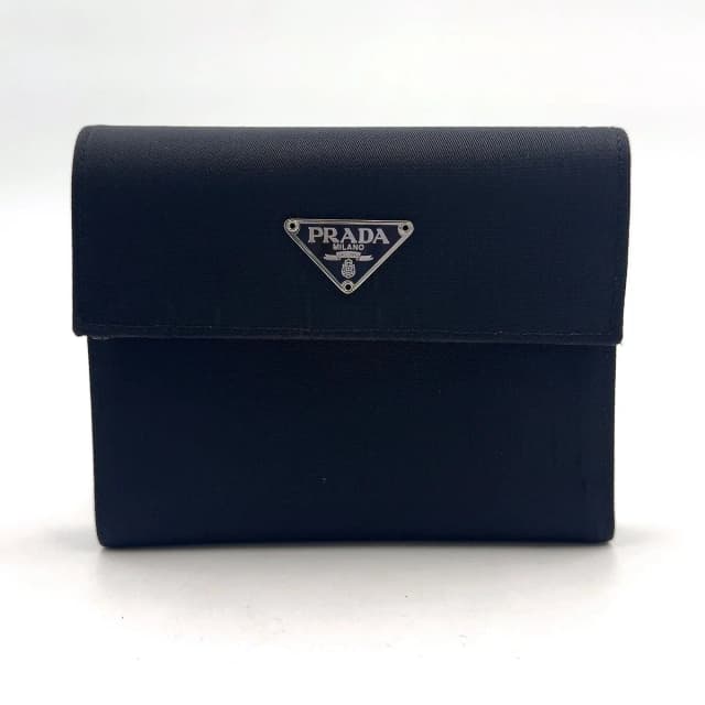 Prada Leather Nylon Black Trifold Wallet Silver in Black Nylon from The Reluxe, photo 1 of 1
