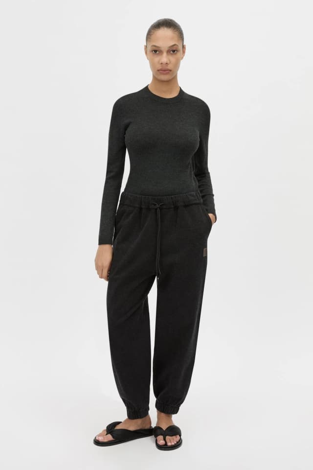 C&M CAMILLA AND MARC SALE Sorrell Denim Fleece Track Pant in black, image 1 of 1 from Camilla and Marc