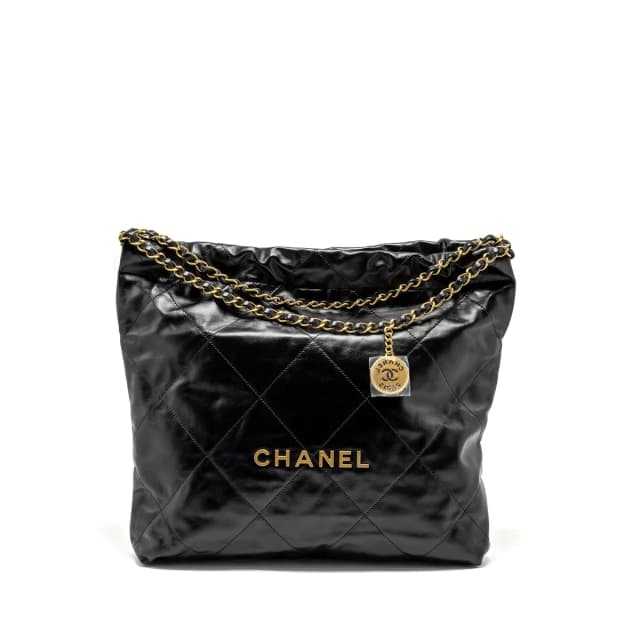 Chanel Medium 22 Bag Shiny Calfskin Black GHW (microchip) in Black Calfskin from EMIER, photo 1 of 1