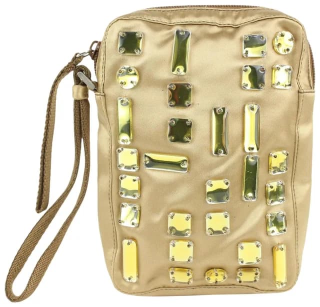 Prada Gold Satin Bejeweled Pochette Camera Case Cosmetic Pouch in Gold Satin from Bagriculture, photo 1 of 1