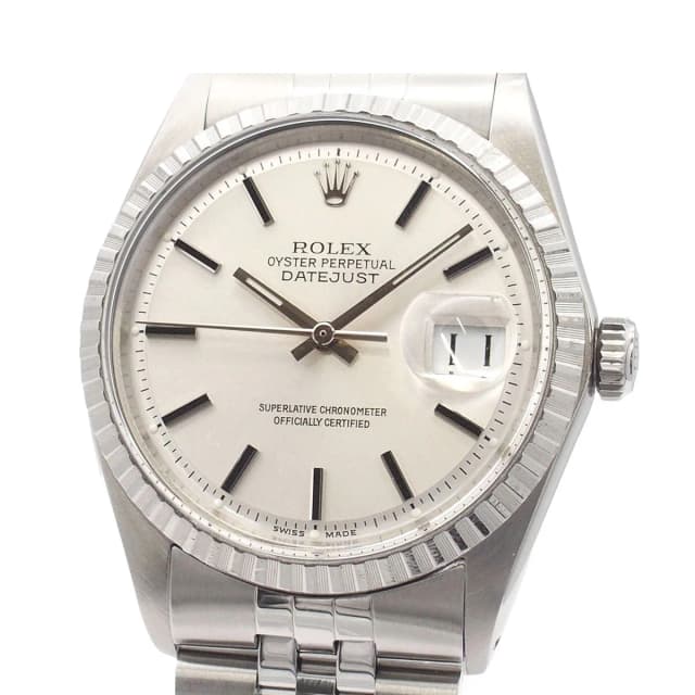 Rolex Datejust Silver SS 18k White Gold 12 Jubilee Bracelet Wide Boy Watch in White from The Reluxe, photo 1 of 1