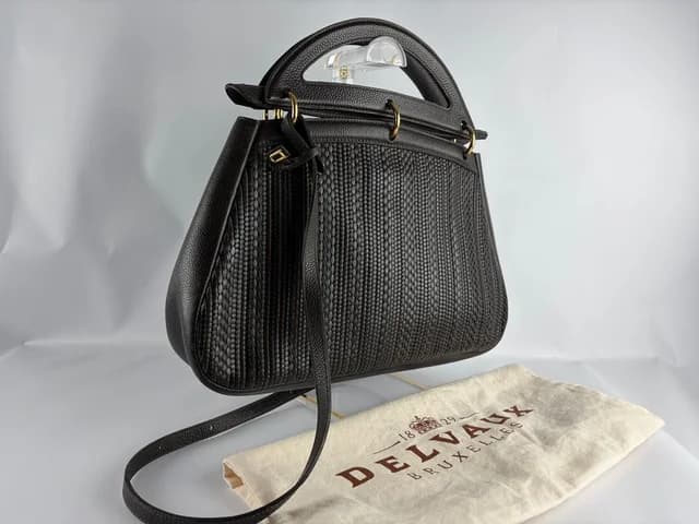 Delvaux Mango Toile De Cuir Woven Leather Top Handle Crossbody Bag Brown Black in red|brown Woven leather from Poshmark, photo 1 of 1