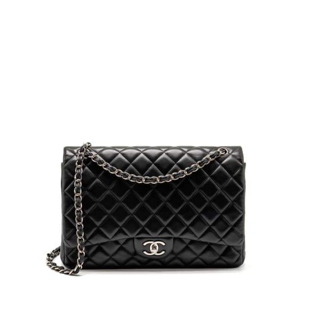 Chanel Maxi Classic Double Flap Bag Lambskin Black Shw in Black Lambskin from EMIER, photo 1 of 1