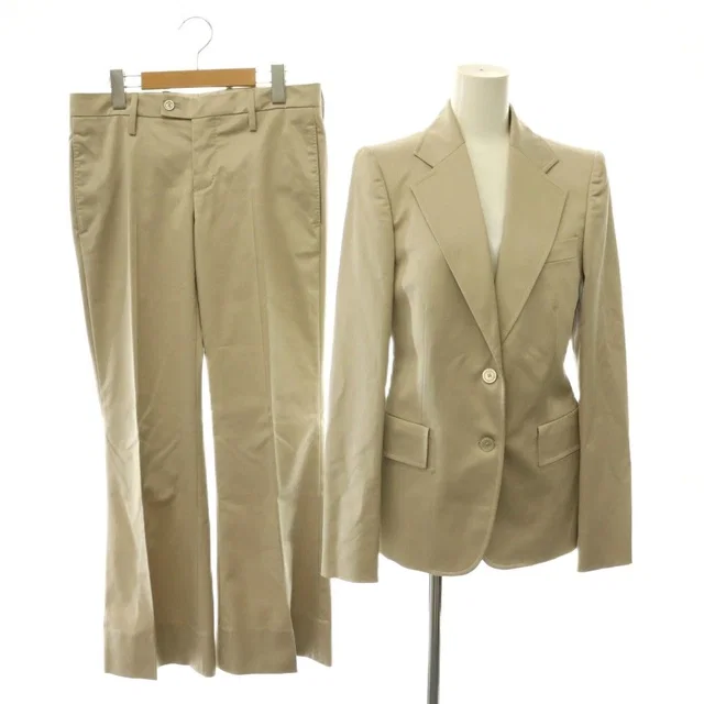 Gucci Jacket Pants Set Tailored Flare Monogram Pattern Wool Silk Blend 40 Beige in Beige Silk from The Reluxe, photo 1 of 1