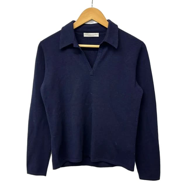 Brunello Cucinelli Long Sleeve Sweater L Navy Neck Cashmere Collared Polo in Navy Cashmere from The Reluxe, photo 1 of 1