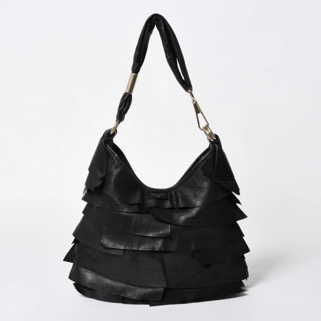 Saint Laurent Tropez Leather Bag Handbag Black Silver in Black Leather from The Reluxe, photo 1 of 1