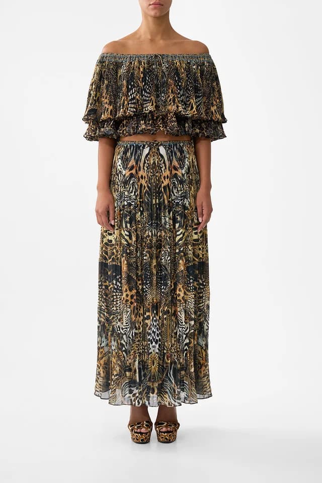 Camilla eBoutique OFF SHOULDER SHORT SLEEVE PLEATED TOP FELINE FOLKLORE, image 1 of 1 from CAMILLA
