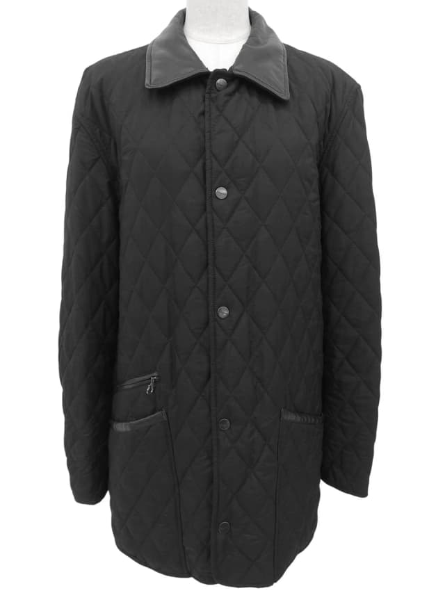 Ferragamo Quilted logo button long coat #52 black from VINTAGE QOO TOKYO, photo 1 of 1