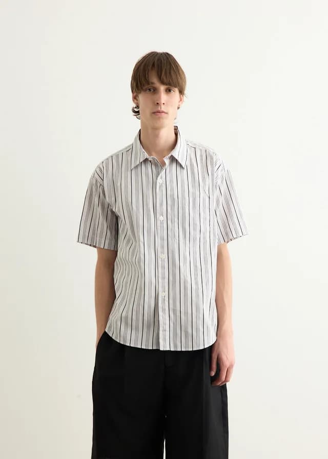 mfpen Incu Exclusive New Input Shirt in Grey Raised Stripe, image 1 of 1 from Incu