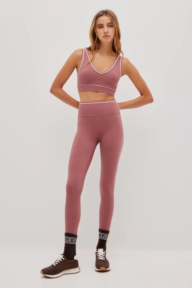 Athletica Piping Sports Bra 337 in DUSKY ROSE, image 1 of 1 from Aje