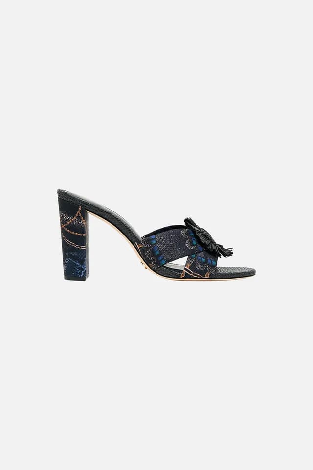 Camilla eBoutique AZRA PRINTED RAFFIA MULE HEEL SONG OF THE SOLSTICE, image 1 of 1 from CAMILLA