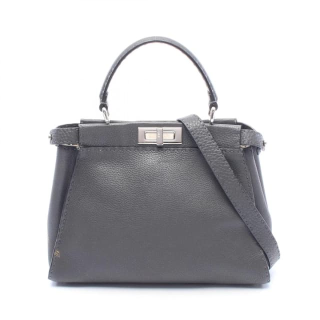 Fendi Handbag Peekaboo Regular Selleria 2-Way Gray Leather in Grey Leather from The Reluxe, photo 1 of 1
