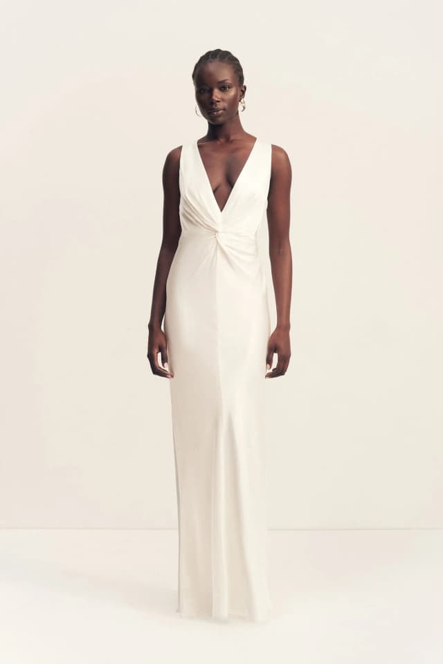 Shona Joy LA LUNE LOW TWIST MAXI DRESS - WHITE, image 1 of 1 from Shona Joy