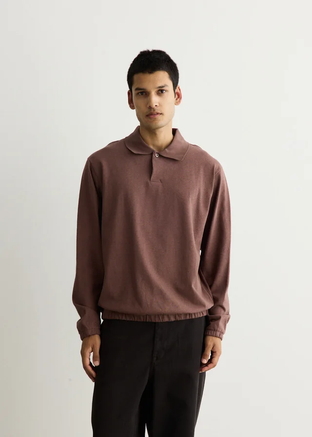 Norse Projects Sylane Relaxed Light Pile Jersey Polo in Peppercorn, image 1 of 1 from Incu