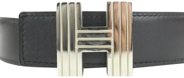 Hermès Black x Silver Reversible H Logo Cadena Belt Kit in Black Leather from Bagriculture, photo 1 of 1