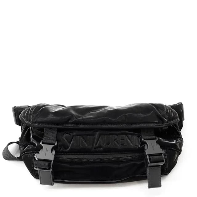 Saint Laurent Embroidered Belt Bag Logo Silk Tech Canvas Black in Black Canvas from The Reluxe, photo 1 of 1