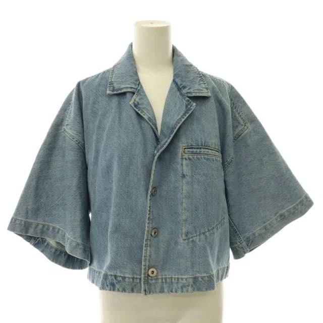 Bottega Veneta Shirt Tailored Jacket Three Quarter Sleeve Indigo 34 in Denim from The Reluxe, photo 1 of 1