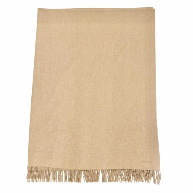 Hermès Cashmere 100% Logo Embroidery Fringe Large Shawl Throw Blanket Beige in Beige Cashmere from The Reluxe, photo 1 of 1
