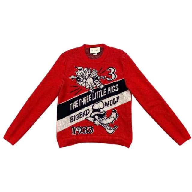 Gucci Disney Collaboration Sweater Three Little Pigs Knit Wool Logo S in Wool from The Reluxe, photo 1 of 1