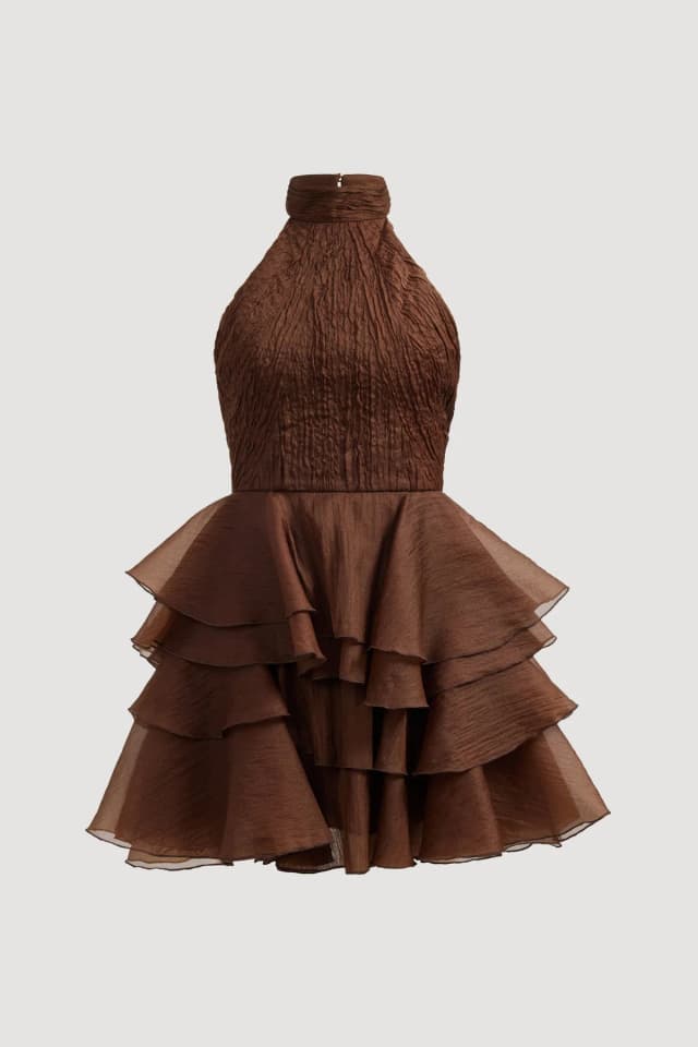 AJE Fayette Mini Dress in DARK CHOCOLATE, image 1 of 1 from Aje