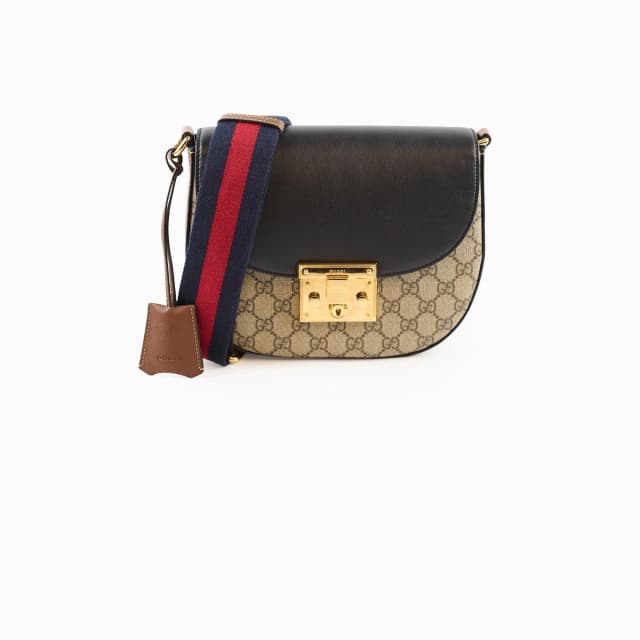 Gucci Padlock Medium GG Supreme Shoulder Bag Brown/Black in Black Canvas from The Purse Affair, photo 1 of 1