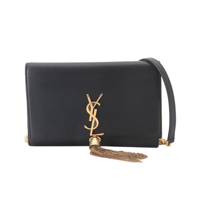 Saint Laurent Kate Chain Wallet Bifold Leather Black Shoulder Bag in Black Leather from The Reluxe, photo 1 of 1