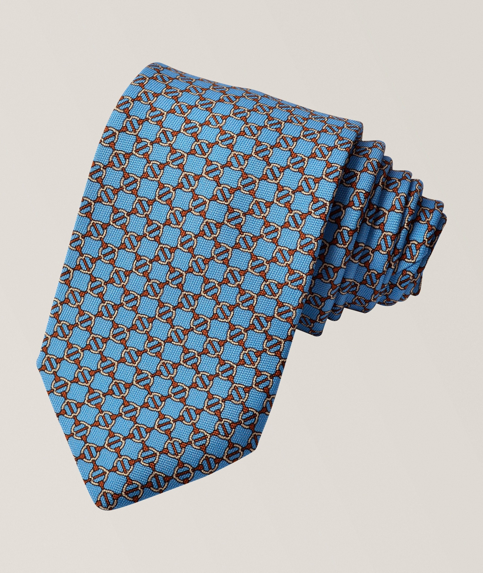 Links-Print Silk Tie in Blue, image 1 of 1 from Harry Rosen