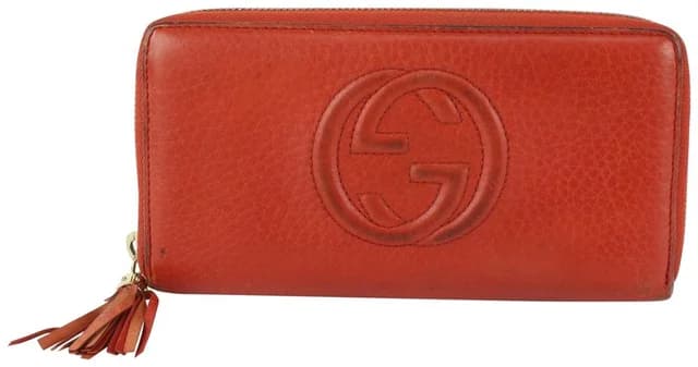 Gucci Red Leather Fringe Tassel Soho Zip Around Continental Wallet in Red Leather from Bagriculture, photo 1 of 1