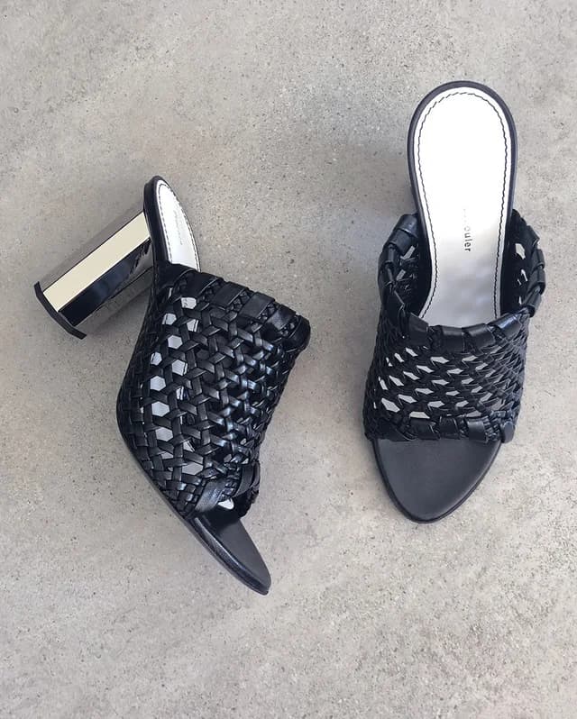 Proenza Schouler Woven Block Mule 90, Black, image 1 of 1 from Cultstatus