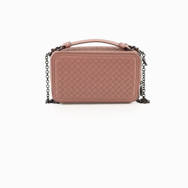 Bottega Veneta Intrecciato Double Zip Camera bag Dusty Pink in Pink Woven leather from The Purse Affair, photo 1 of 1