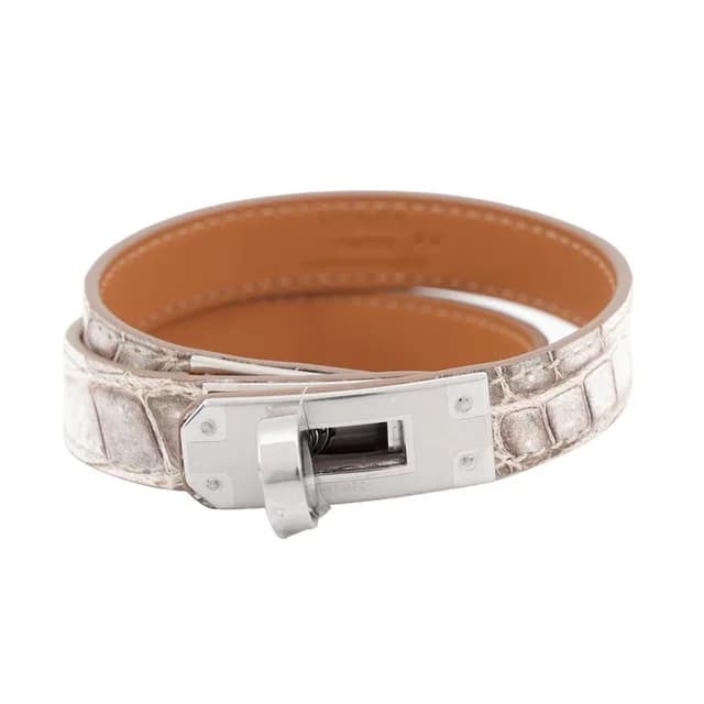 Hermès Bracelet Kelly Double Tour Himalayan Silver Niloticus Mat in Silver from The Reluxe, photo 1 of 1