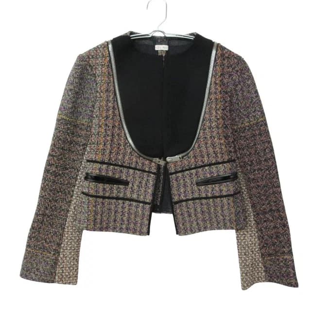 Celine Collarless Jacket by Phoebe Philo Era Tweed Zip Contrast Resort 2010 in Tweed from The Reluxe, photo 1 of 1
