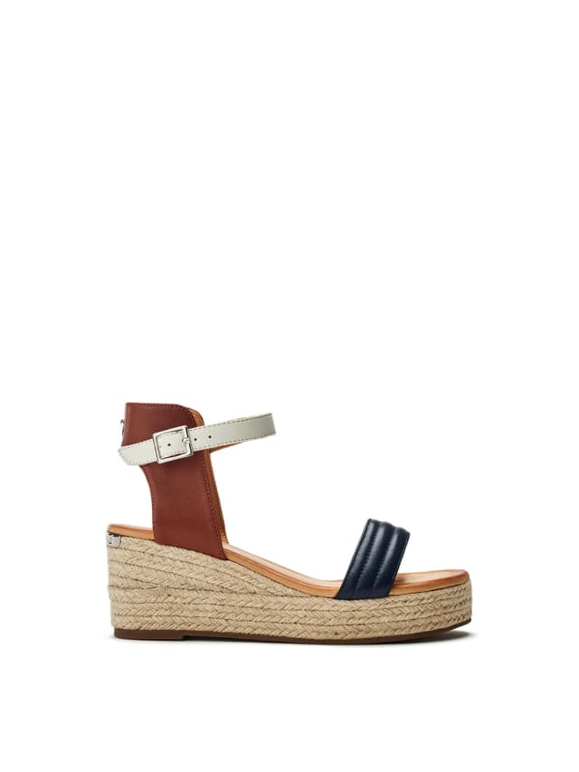 Moda In Pelle Kolanthia Leather Wedge Sandals Blue in NAVY, image 1 of 1 from Fenwick