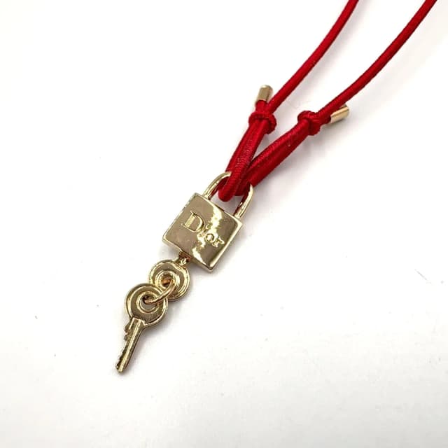 Dior Keylock Choker Metal Nylon Gold Red Necklace in Red Nylon from The Reluxe, photo 1 of 1