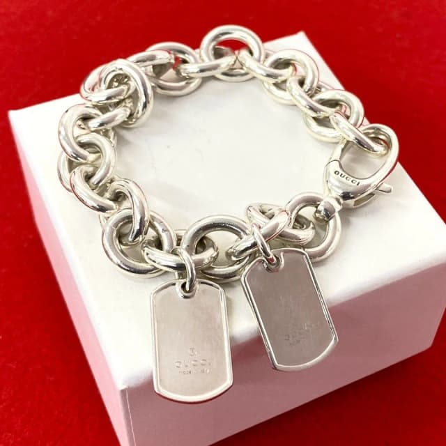 Gucci Double Dog Tag Chain Bracelet 925 Sterling Silver in Silver from The Reluxe, photo 1 of 1