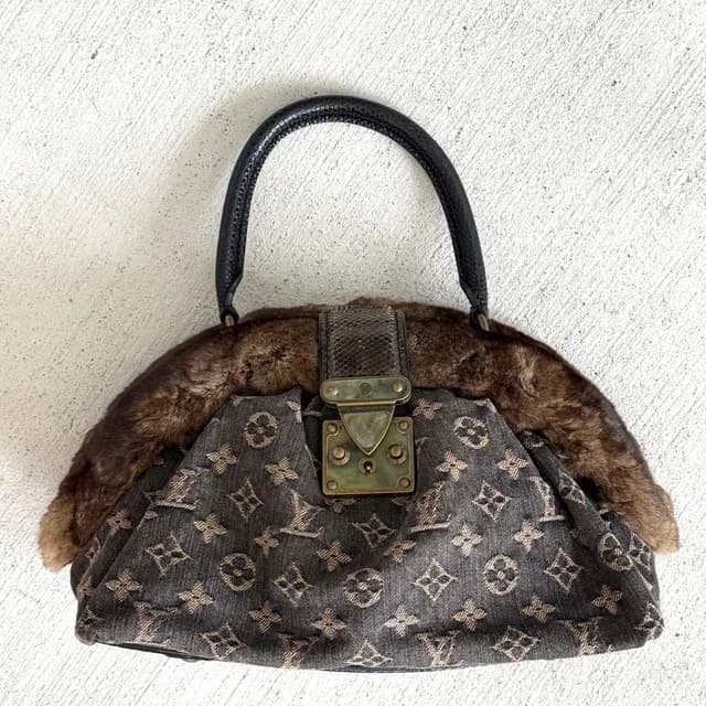 Chinchillafur Denim Hand LV Bag in Denim from The Reluxe, photo 1 of 1