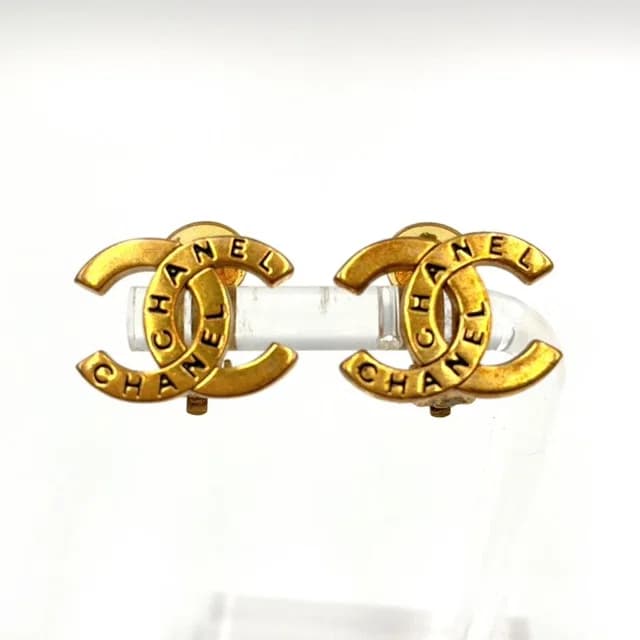 Chanel Logo CC Gold Plated Earrings in Gold from The Reluxe, photo 1 of 1