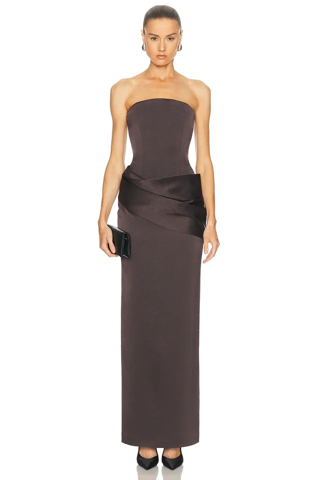 Alex Perry Strapless Curved Corset Drape Column Dress, image 1 of 1 from FWRD